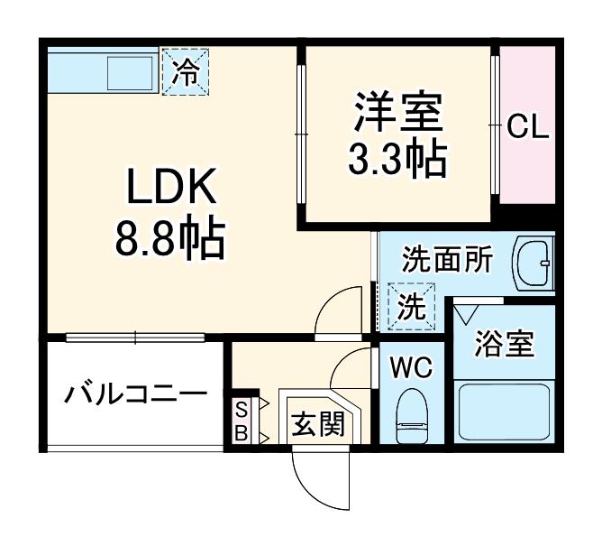 STELLA FORTIS 名楽(1LDK/2階)の間取り写真