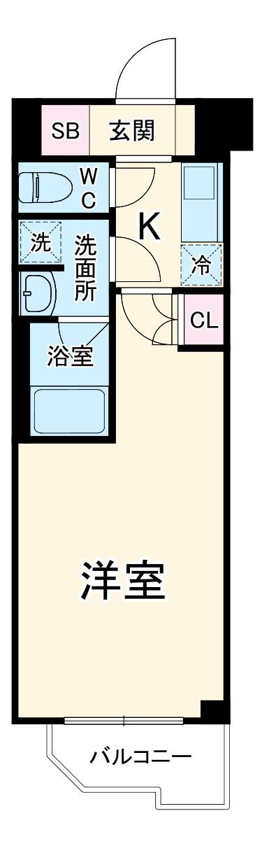 ルーブル武蔵中原伍番館(1K/2階)の間取り写真