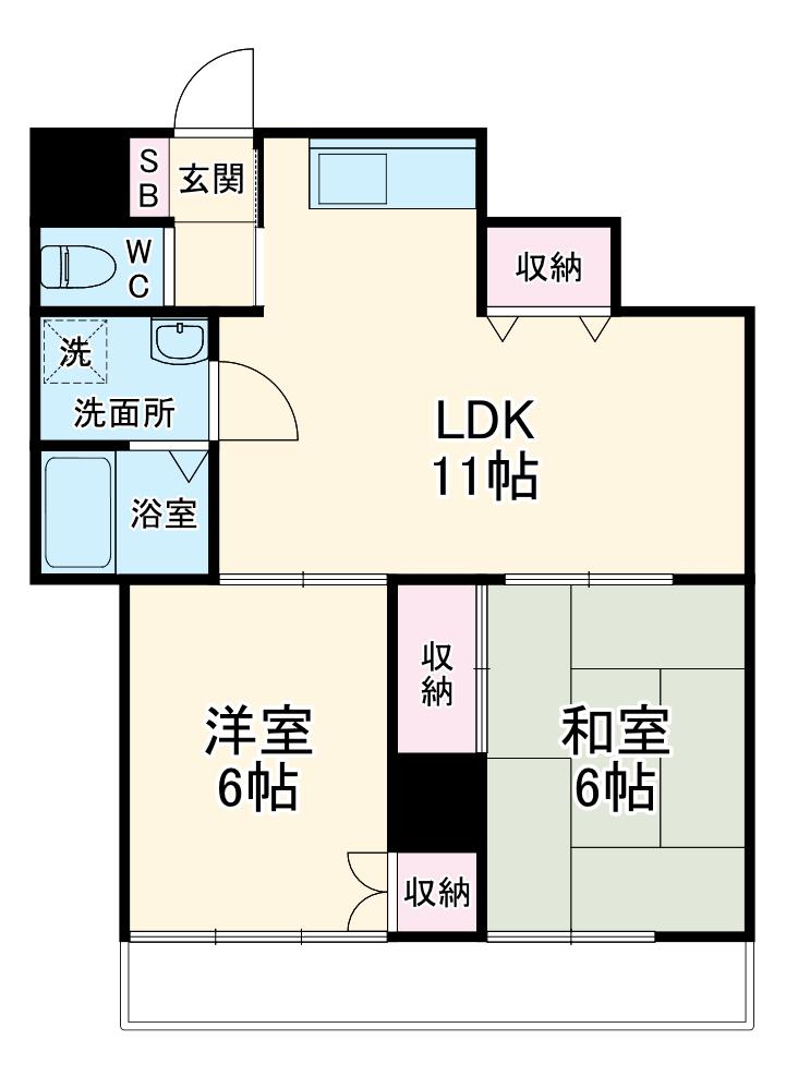 豊川支店マンション(2LDK/2階)の間取り写真