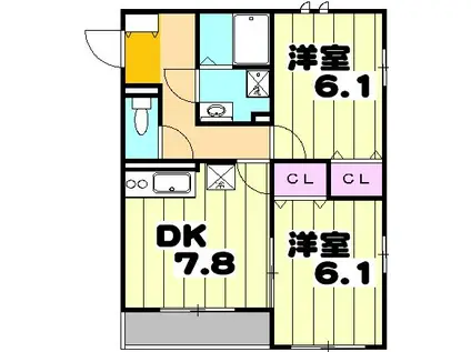 ボナール新白岡(2DK/1階)の間取り写真