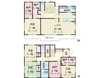 西武鉄道新宿線 下井草駅 徒歩7分 2階建 築35年(4SLDK)の間取り写真