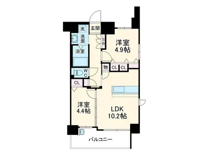 パルティール桜山(2LDK/8階)の間取り写真