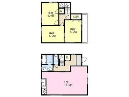東海道本線 西焼津駅 徒歩100分 2階建 築31年(3LDK)の間取り写真