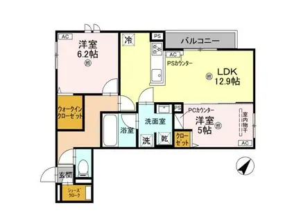 スペチアーレ太子橋(2LDK/3階)の間取り写真