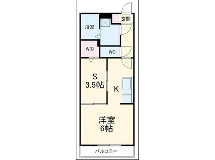 CUOREⅡ(1SK/2階)の間取り写真