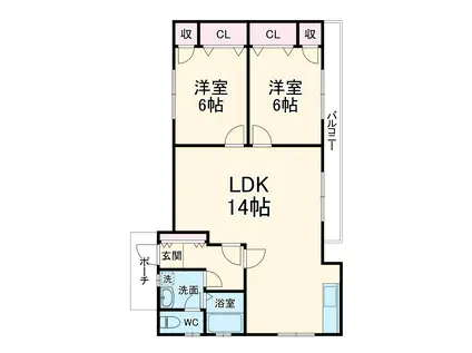 中島2丁目アパート(2LDK/2階)の間取り写真
