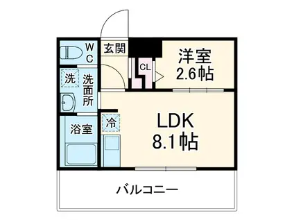 ALIVIS本八幡(1LDK/4階)の間取り写真