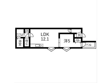 BC生駒B(1LDK/3階)の間取り写真