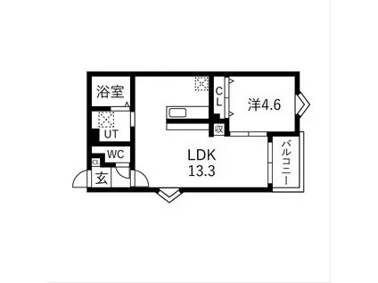 BC生駒B(1LDK/2階)の間取り写真
