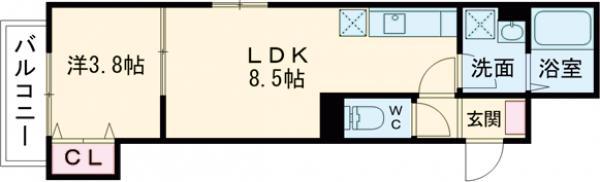 ディーボルタクラベール(1LDK/2階)の間取り写真