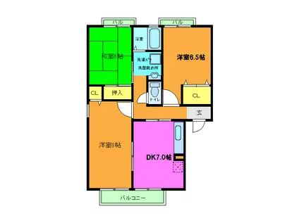 ヴィレッジ海印(2LDK/1階)の間取り写真
