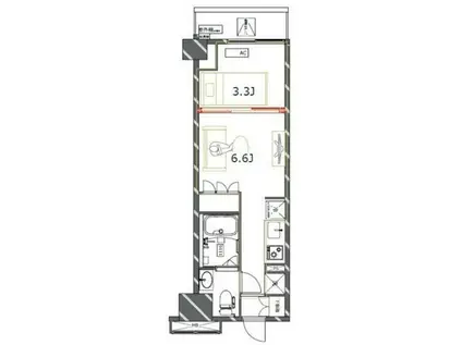 ジェノヴィア四谷三丁目グリーンヴェール(1DK/10階)の間取り写真