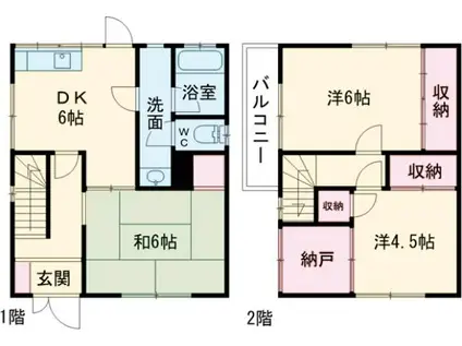 南海電鉄南海本線 和泉大宮駅 徒歩7分 2階建 築52年(3SDK)の間取り写真