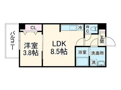 ジーメゾン名南泉楽(1LDK/3階)の間取り写真