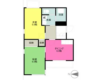 リバーサイド上杉(2DK/3階)の間取り写真