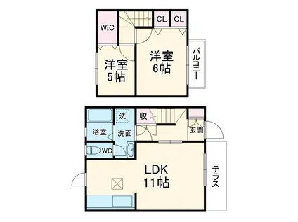 紅谷タウンハウス(2LDK)の間取り写真