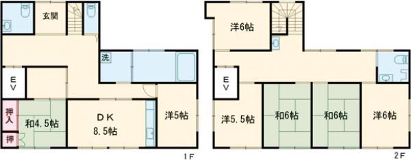 中央本線 高尾駅(東京) 徒歩22分 2階建 築37年(7LDK)の間取り写真