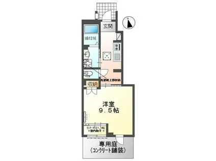 シェルル・スターテラス若林町(1K/1階)の間取り写真