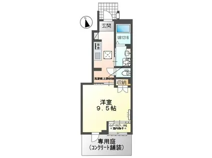 シェルル・スターテラス若林町(1K/1階)の間取り写真