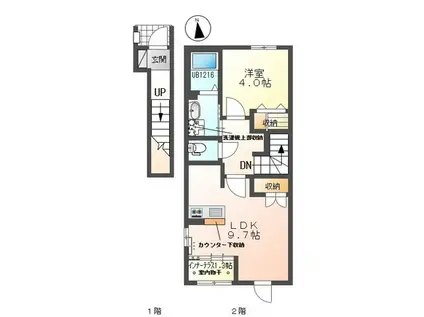 シェルル・スターテラス若林町(1LDK/2階)の間取り写真