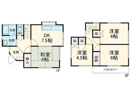 横浜線 橋本駅(神奈川) バス乗車時間:50分 清正光入口バス停で下車 徒歩4分 2階建 築40年(4DK)の間取り写真