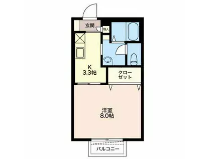 ディアス鴨田(1K/2階)の間取り写真