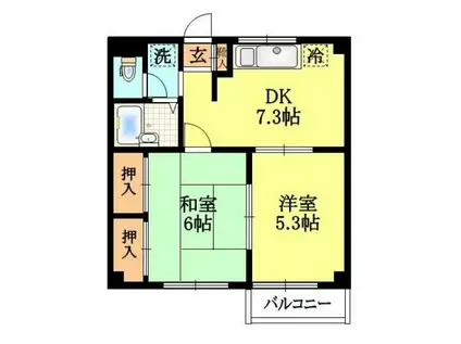 スカイハイツ(2DK/3階)の間取り写真