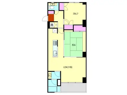 トゥインクス強羅(2LDK/2階)の間取り写真