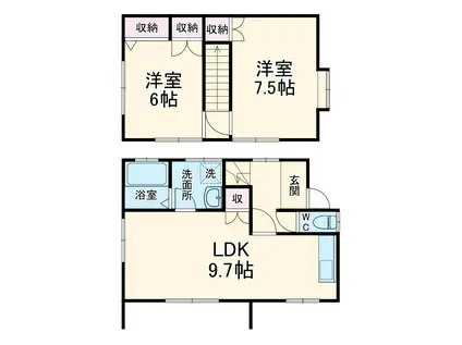 遠州鉄道 助信駅 徒歩53分 1階建 築27年(2LDK)の間取り写真