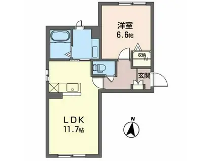 モンシャトー(1LDK/1階)の間取り写真