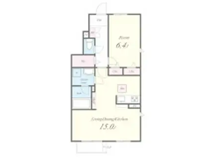 INSIDE SEA(1LDK/1階)の間取り写真