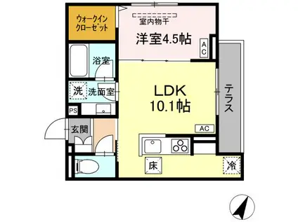 ASSET-COURT立川上砂町5丁目 B棟(1LDK/1階)の間取り写真
