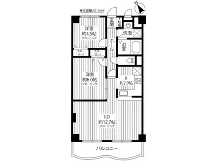 パストラール宮崎台(2LDK/4階)の間取り写真