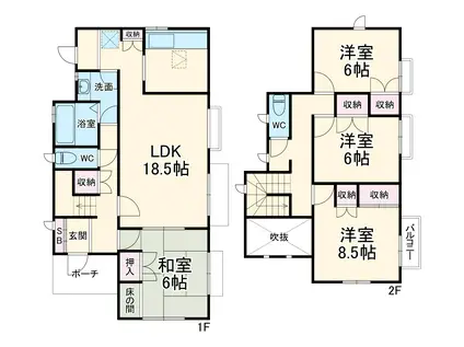 東急田園都市線 江田駅(神奈川) 徒歩6分 2階建 築33年(4LDK)の間取り写真