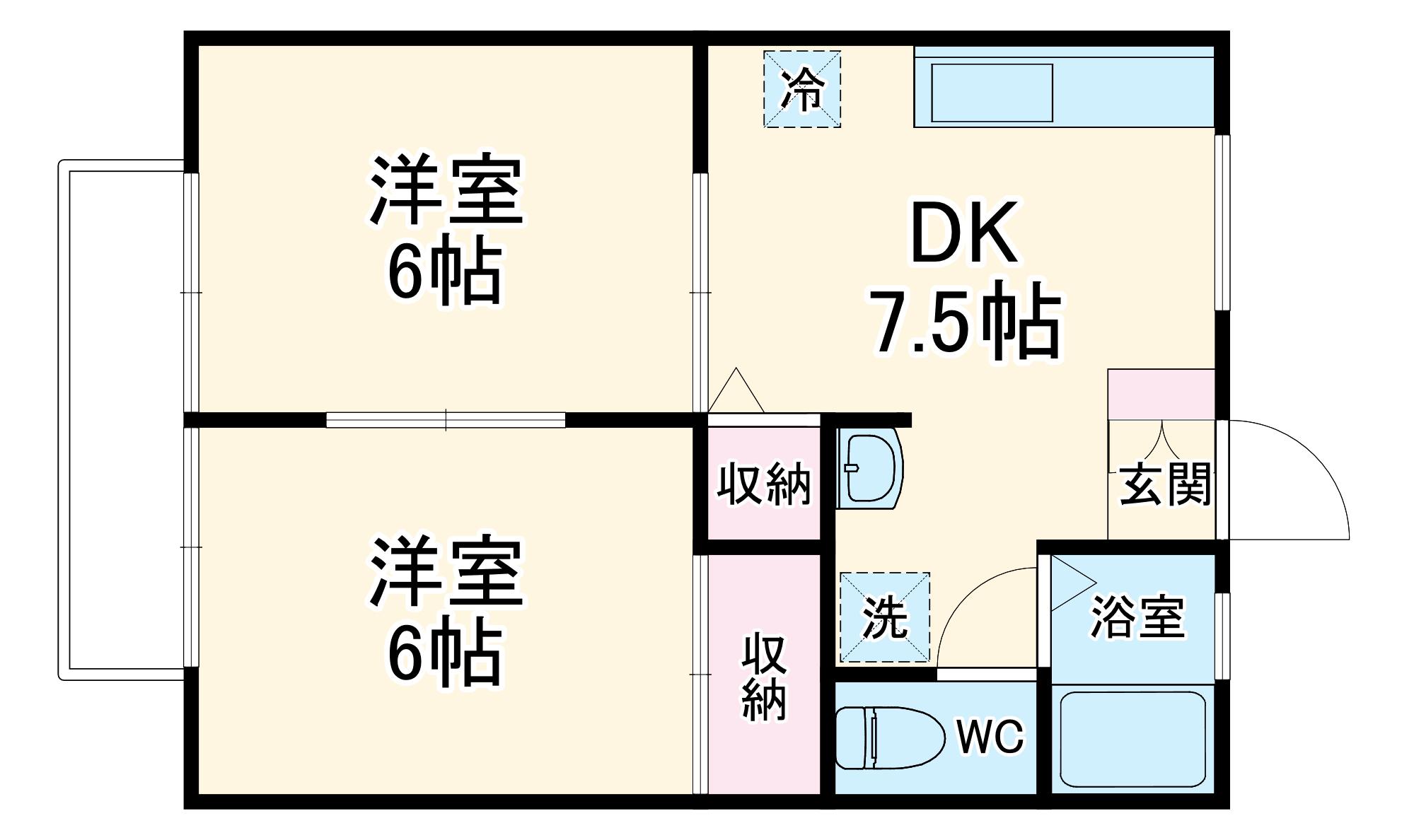 サンシティ清水(2DK/2階)の間取り写真