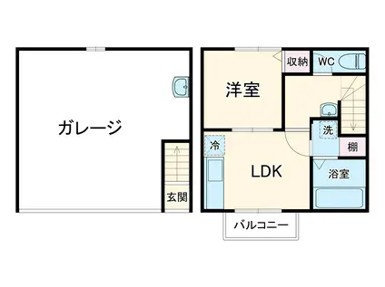 関口ガレージハウス(1DK)の間取り写真