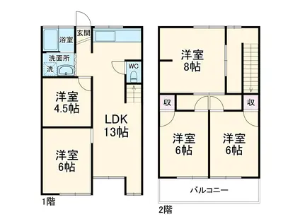 名鉄名古屋本線 須ケ口駅 徒歩6分 1階建 築67年(5LDK)の間取り写真