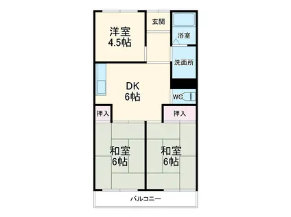 いたかハイム(3DK/4階)の間取り写真
