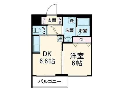 クレストタップ京都丹波口(1DK/2階)の間取り写真