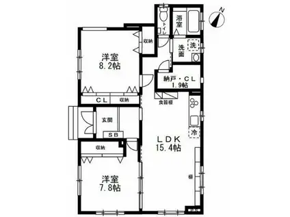 リフージョ一刻(2SLK/1階)の間取り写真