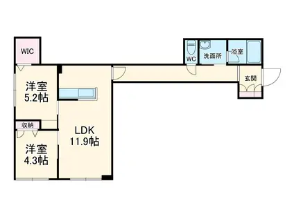 シャンテ ユーⅠ(1LDK/1階)の間取り写真