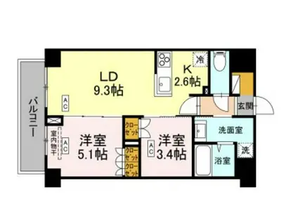ロイジェント西新井(2LDK/1階)の間取り写真