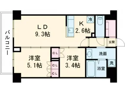 ロイジェント西新井(2LDK/1階)の間取り写真
