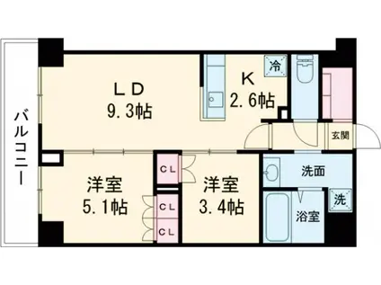 ロイジェント西新井(2LDK/1階)の間取り写真