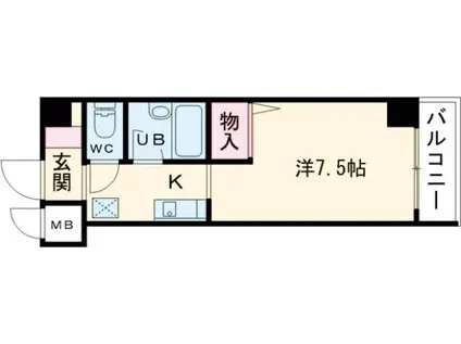 インテル(1K/3階)の間取り写真