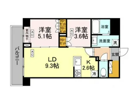 ロイジェント西新井(2LDK/2階)の間取り写真