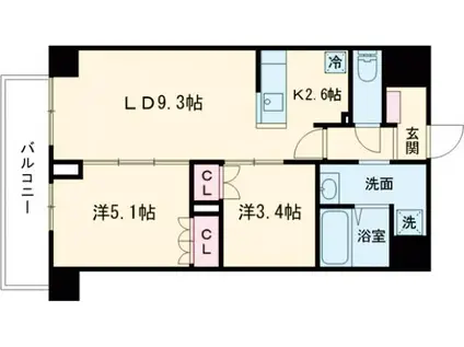 ロイジェント西新井(2LDK/2階)の間取り写真