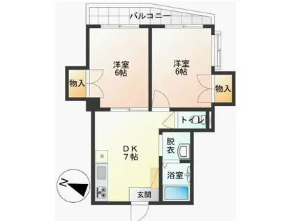 マシャンブル北野(2DK/2階)の間取り写真
