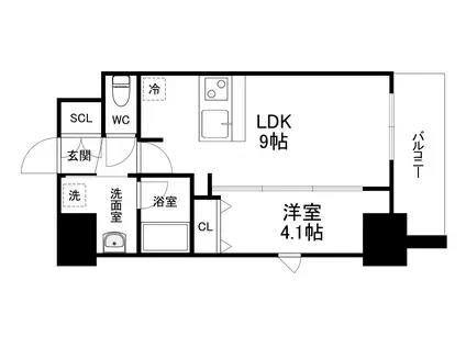 GM難波ウエストD.C(1LDK/14階)の間取り写真
