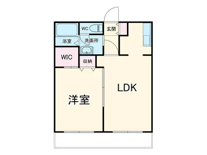 SYコートD棟(1LDK/2階)の間取り写真